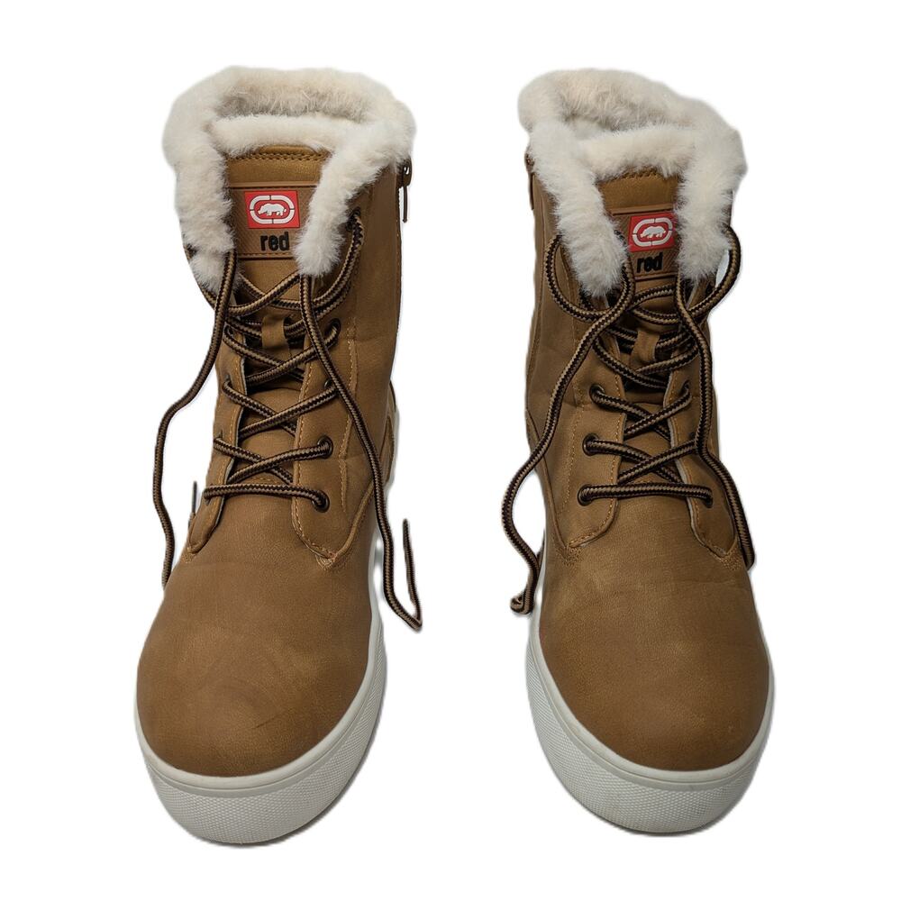 Ecko Red High Top Boots With White Fur Size 9